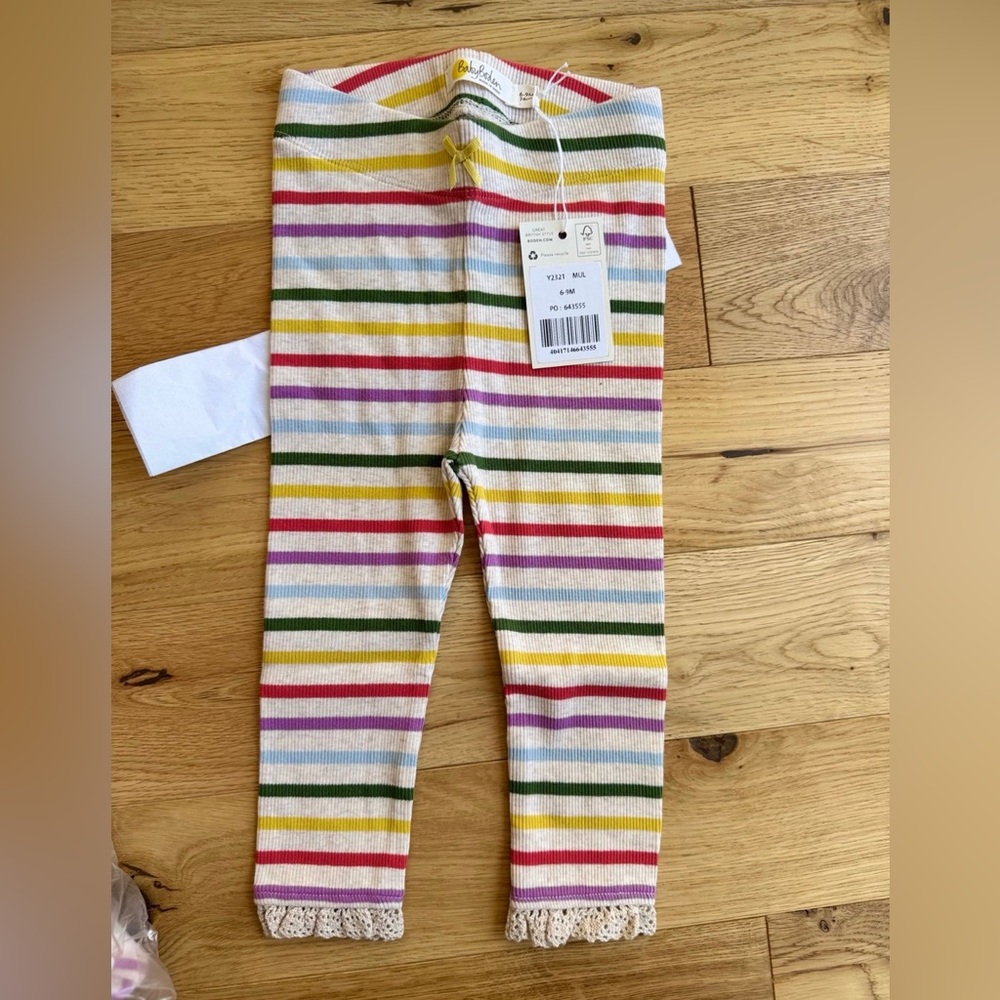 Baby Boden rainbow lace bottom legging